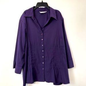 Como Plum/Purple Button Front Plus Size Blouse- Size 2X
